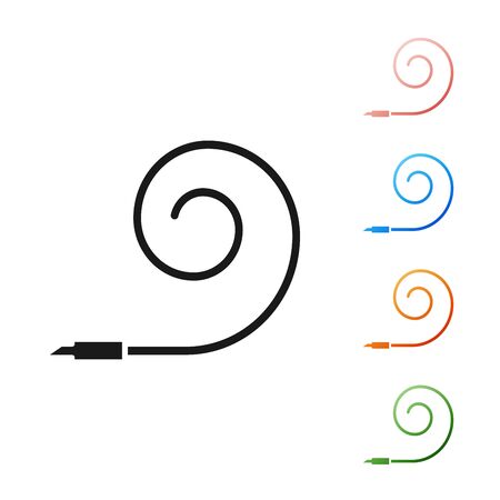 Black Birthday party horn icon isolated on white background. Set icons colorful. Vector Illustrationのイラスト素材
