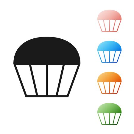 Black Muffin icon isolated on white background. Set icons colorful. Vector Illustrationのイラスト素材