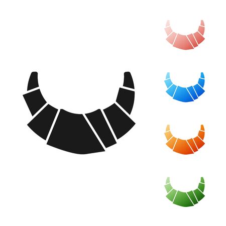 Black Croissant icon isolated on white background. Set icons colorful. Vector Illustrationのイラスト素材