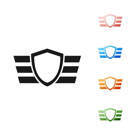 Black Military reward medal icon isolated on white background. Army sign. Set icons colorful. Vector Illustrationのイラスト素材