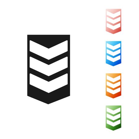 Black Military rank icon isolated on white background. Military badge sign. Set icons colorful. Vector Illustrationのイラスト素材