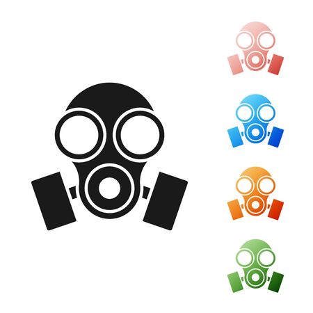 Black Gas mask icon isolated on white background. Respirator sign. Set icons colorful. Vector Illustrationのイラスト素材