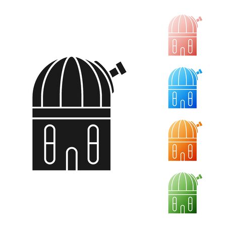 Black Astronomical observatory icon isolated on white background. Set icons colorful. Vector Illustrationのイラスト素材