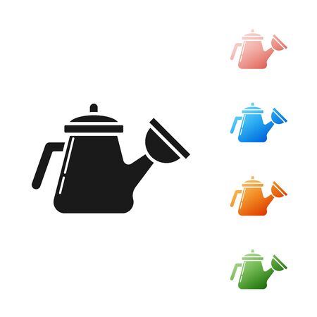 Black Watering can icon isolated on white background. Irrigation symbol. Set icons colorful. Vector Illustrationのイラスト素材
