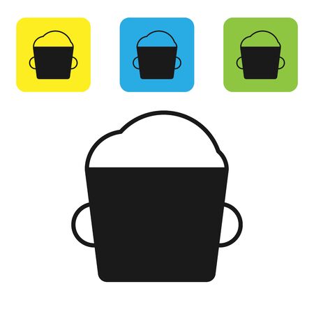 Black Bakery bowl dough icon isolated on white background. Set icons colorful square buttons. Vector Illustrationのイラスト素材