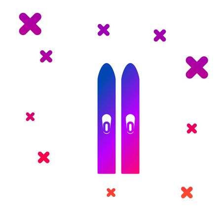 Color Ski and sticks icon isolated on white background. Extreme sport. Skiing equipment. Winter sports icon. Gradient random dynamic shapes. Vector Illustrationのイラスト素材