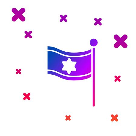 Color Flag of Israel icon isolated on white background. National patriotic symbol. Gradient random dynamic shapes. Vector Illustrationのイラスト素材