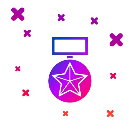 Color Military reward medal icon isolated on white background. Army sign. Gradient random dynamic shapes. Vector Illustrationのイラスト素材