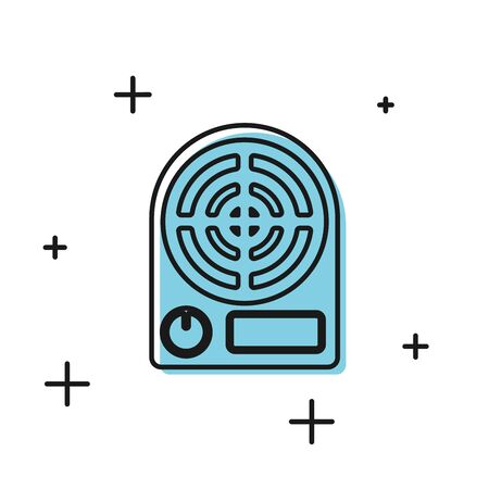 Black Electric heater icon isolated on white background. Infrared floor heater with remote control. House climate control. Vector Illustrationのイラスト素材