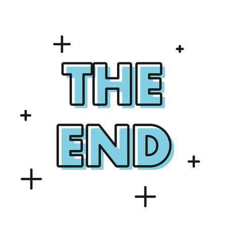 Black The End handwritten inscription icon isolated on white background. Closing movie frame. Movie ending screen. Vector Illustrationのイラスト素材