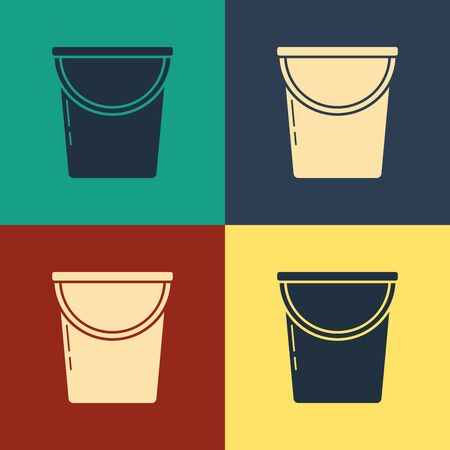 Color Bucket icon isolated on color background. Vintage style drawing. Vector Illustrationのイラスト素材