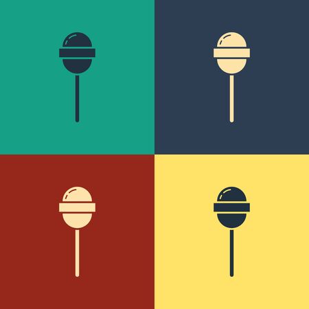 Color Lollipop icon isolated on color background. Food, delicious symbol. Vintage style drawing. Vector Illustrationのイラスト素材