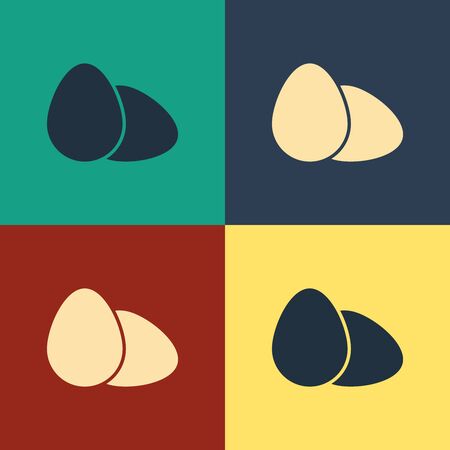 Color Chicken egg icon isolated on color background. Vintage style drawing. Vector Illustrationのイラスト素材