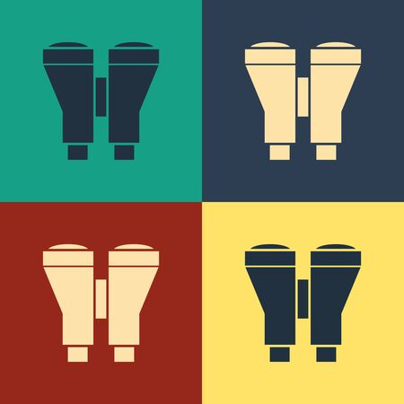 Color Binoculars icon isolated on color background. Find software sign. Spy equipment symbol. Vintage style drawing. Vector Illustrationのイラスト素材