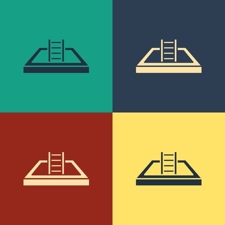 Color Swimming pool with ladder icon isolated on color background. Vintage style drawing. Vector Illustrationのイラスト素材