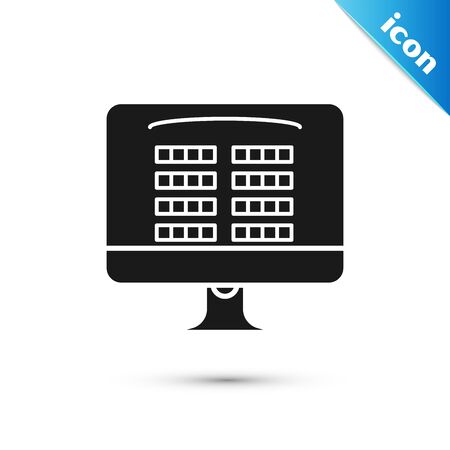 Black Buy cinema ticket online icon isolated on white background. Service Concept. Vector Illustrationのイラスト素材