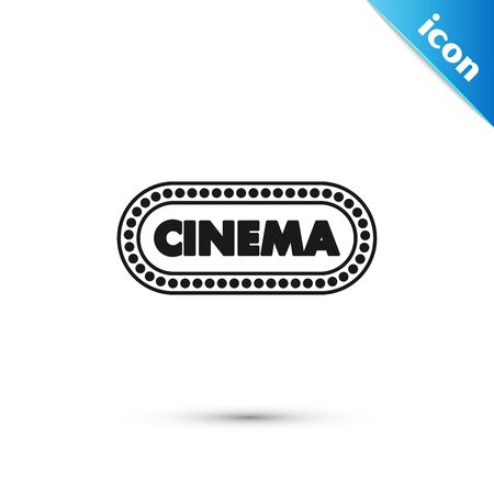 Black Cinema poster design template icon isolated on white background. Movie time concept banner design. Vector Illustrationのイラスト素材