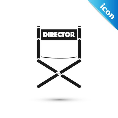 Black Director movie chair icon isolated on white background. Film industry. Vector Illustrationのイラスト素材