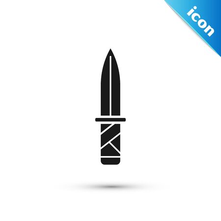 Black Military knife icon isolated on white background. Vector Illustrationのイラスト素材