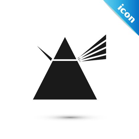 Black Light rays in prism icon isolated on white background. Ray rainbow spectrum dispersion optical effect in glass prism. Vector Illustrationのイラスト素材