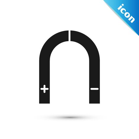 Black Magnet icon isolated on white background. Horseshoe magnet, magnetism, magnetize, attraction. Vector Illustrationのイラスト素材