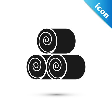 Black Roll of hay icon isolated on white background. Vector Illustrationのイラスト素材