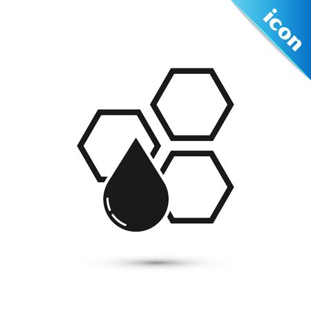 Black Honeycomb icon isolated on white background. Honey cells symbol. Sweet natural food. Vector Illustrationのイラスト素材