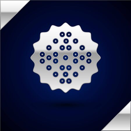 Silver Cracker biscuit icon isolated on dark blue background. Sweet cookie. Vector Illustrationのイラスト素材