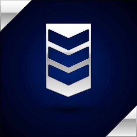 Silver Military rank icon isolated on dark blue background. Military badge sign. Vector Illustrationのイラスト素材
