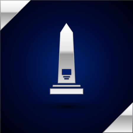 Silver Washington monument icon isolated on dark blue background. Concept of commemoration, DC landmark, patriotism. Vector Illustrationのイラスト素材
