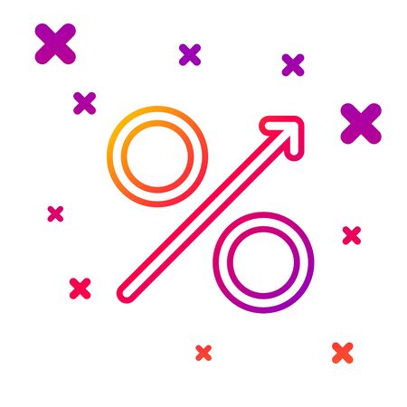 Color line Percent up arrow icon isolated on white background. Increasing percentage sign. Gradient random dynamic shapes. Vector Illustrationのイラスト素材