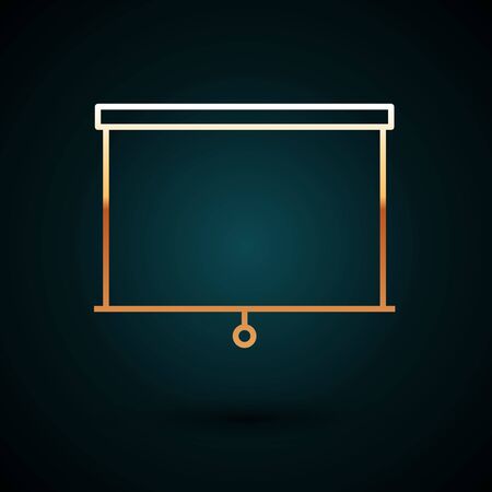 Gold line Chalkboard icon isolated on dark blue background. School Blackboard sign. Vector Illustrationのイラスト素材