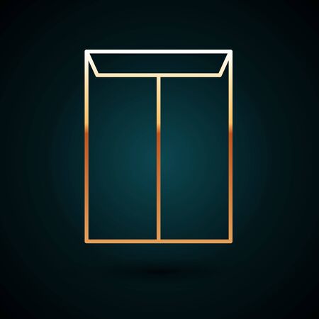 Gold line Envelope icon isolated on dark blue background. Email message letter symbol. Vector Illustrationのイラスト素材