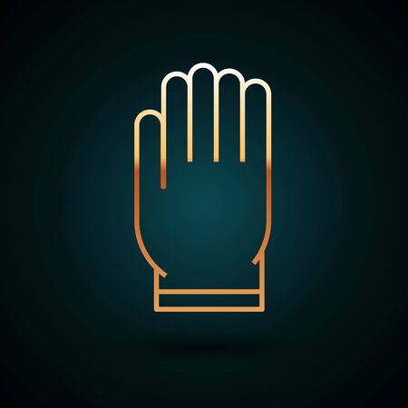 Gold line Garden gloves icon isolated on dark blue background. Rubber gauntlets sign. Farming hand protection, gloves safety. Vector Illustrationのイラスト素材
