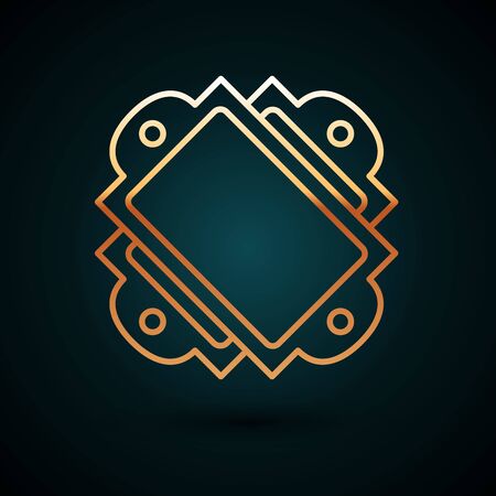 Gold line Ticket icon isolated on dark blue background. Amusement park. Vector Illustrationのイラスト素材