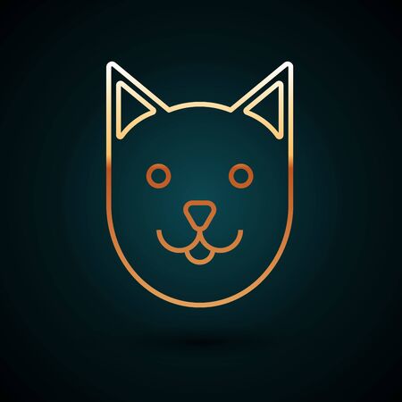 Gold line Cat icon isolated on dark blue background. Vector Illustrationのイラスト素材