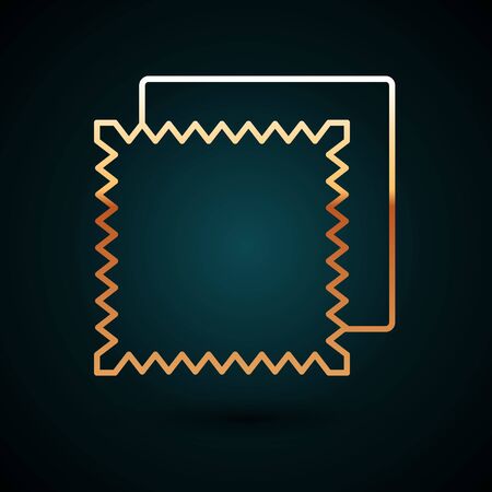 Gold line Textile fabric roll icon isolated on dark blue background. Roll, mat, rug, cloth, carpet or paper roll icon. Vector Illustrationのイラスト素材