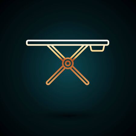 Gold line Ironing board icon isolated on dark blue background. Vector Illustrationのイラスト素材