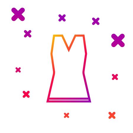 Color line Woman dress icon isolated on white background. Clothes sign. Gradient random dynamic shapes. Vector Illustrationのイラスト素材