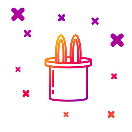 Color line Magician hat and rabbit ears icon isolated on white background. Magic trick. Mystery entertainment concept. Gradient random dynamic shapes. Vector Illustrationのイラスト素材
