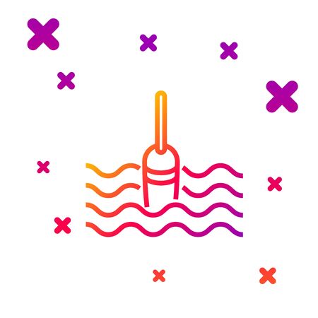 Color line Fishing float in water icon isolated on white background. Fishing tackle. Gradient random dynamic shapes. Vector Illustrationのイラスト素材