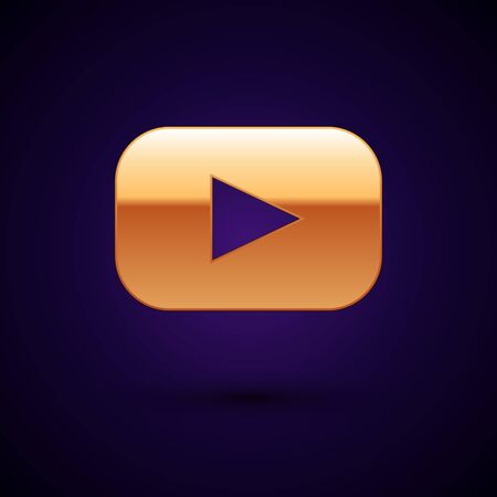 Gold Play icon isolated on dark blue background. Vector Illustrationのイラスト素材