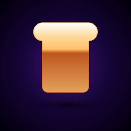 Gold Bread toast for sandwich piece of roasted crouton icon isolated on dark blue background. Lunch, dinner, breakfast snack. Vector Illustrationのイラスト素材