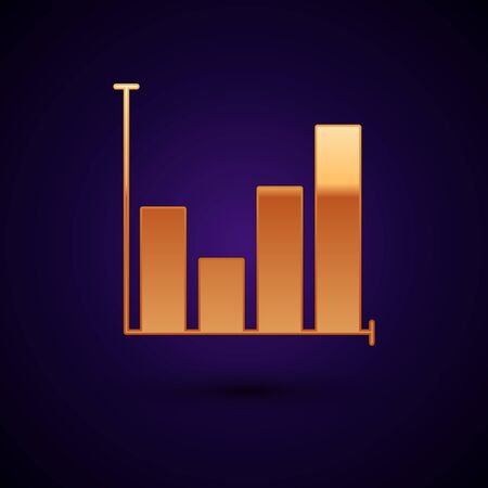 Gold Pie chart infographic icon isolated on dark blue background. Diagram chart sign. Vector Illustrationのイラスト素材