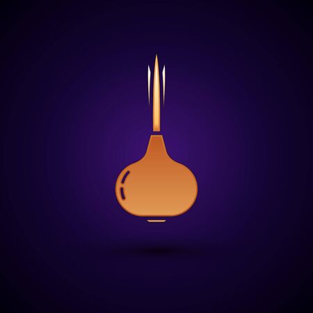 Gold Onion icon isolated on dark blue background. Vector Illustrationのイラスト素材