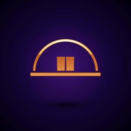 Gold Hangar icon isolated on dark blue background. Vector Illustrationのイラスト素材
