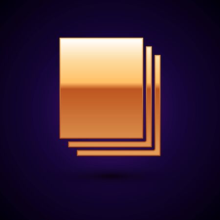 Gold Clean paper icon isolated on dark blue background. File icon. Checklist icon. Business concept. Vector Illustrationのイラスト素材