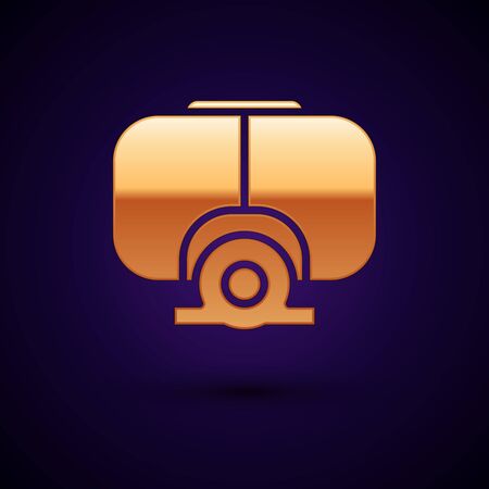 Gold Diving mask icon isolated on dark blue background. Extreme sport. Diving underwater equipment. Vector Illustrationのイラスト素材