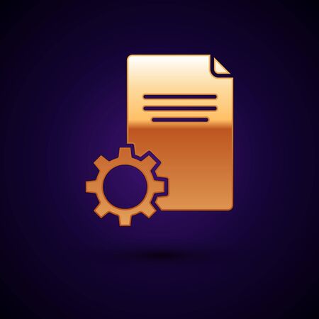 Gold File document icon isolated on dark blue background. Adjusting, service, setting, maintenance, repair, fixing. Vector Illustrationのイラスト素材