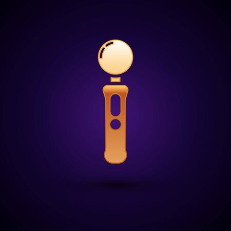 Gold Gamepad icon isolated on dark blue background. Game controller. Vector Illustrationのイラスト素材